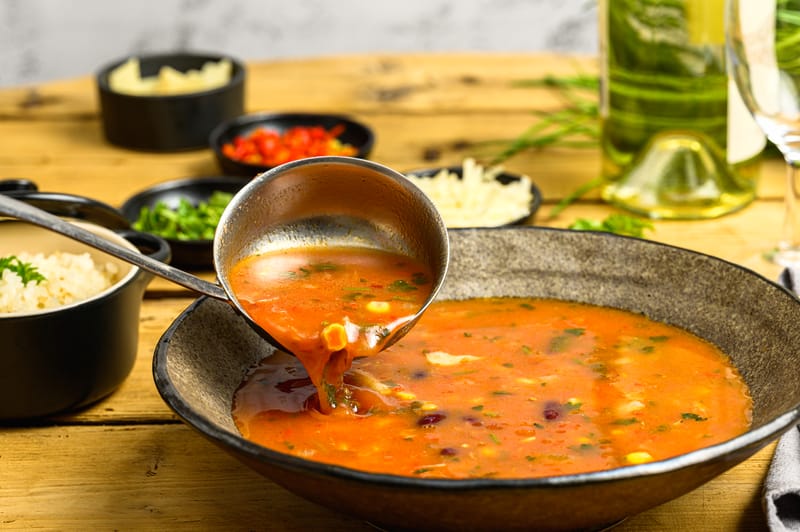 Minestrone soup with fresh vegetables and pasta